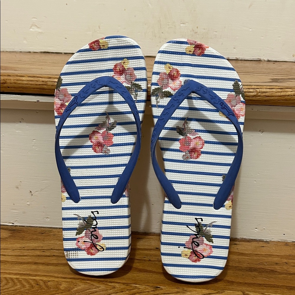 Joules Blue Floral Stripe Sandals